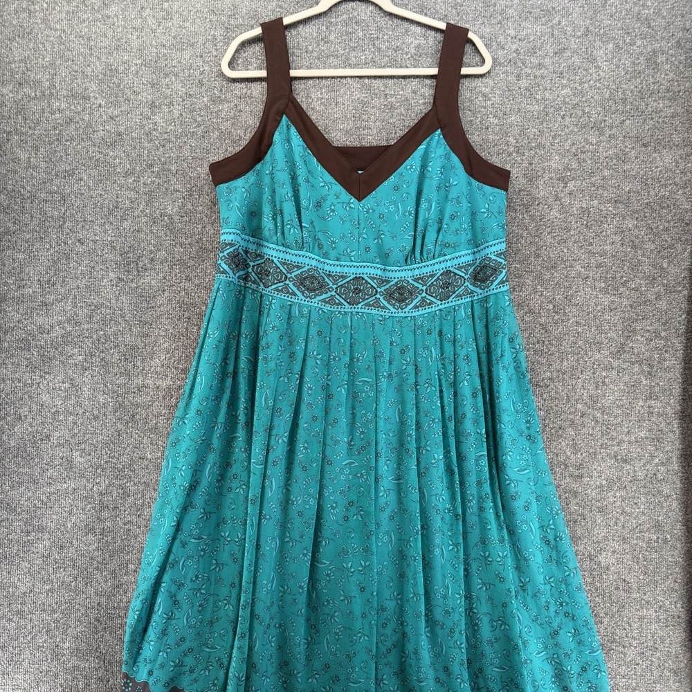 Robbie Bee Dress Womens 20w Teal 100% Silk Babydoll Sleeveless 90s Fairycore